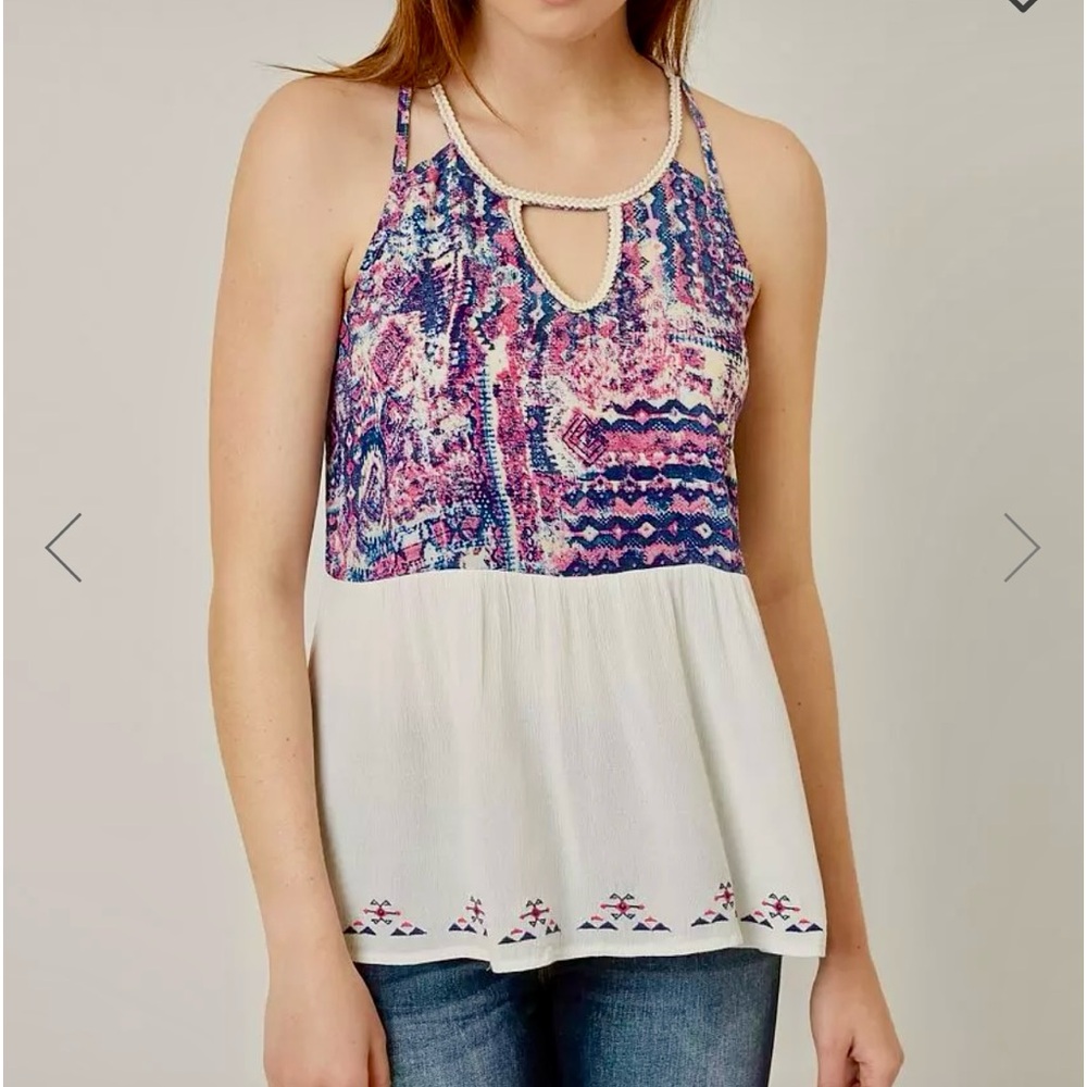 MISS ME Embroidered Tank Top XS NWOT BOHO